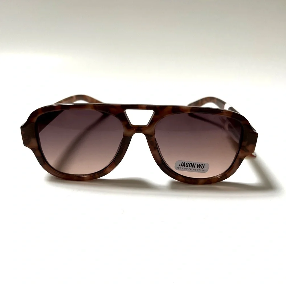 NWT Original JASON WU Double Bridge Aviator Sunglasses Tortoise Shell Brown